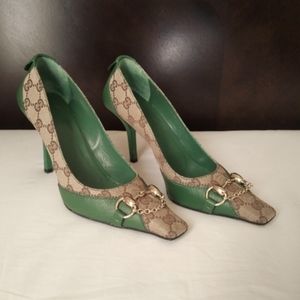 GUCCI Authentic Green Designer Pumps Size 8-1/2 Womens